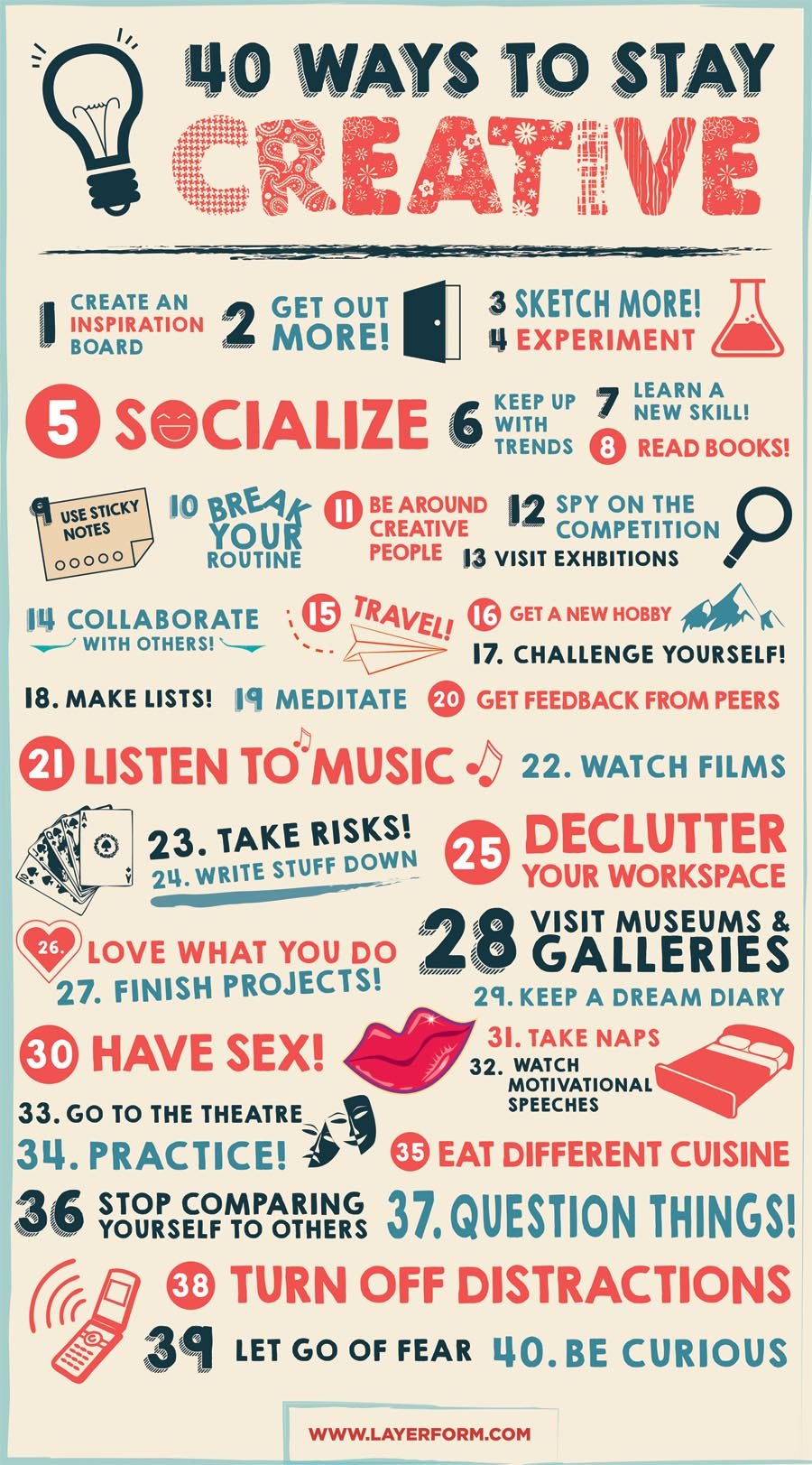 Infography : 40 ways to stay creative